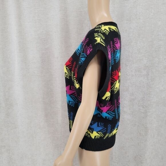 CHIC Sport 80s Snowflake Colorful Sweater Vest Women's Large Fair Isle - Picture 5 of 10